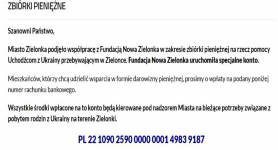 Pomoc Uchodźcom z Ukrainy przebywającym w Zielonce